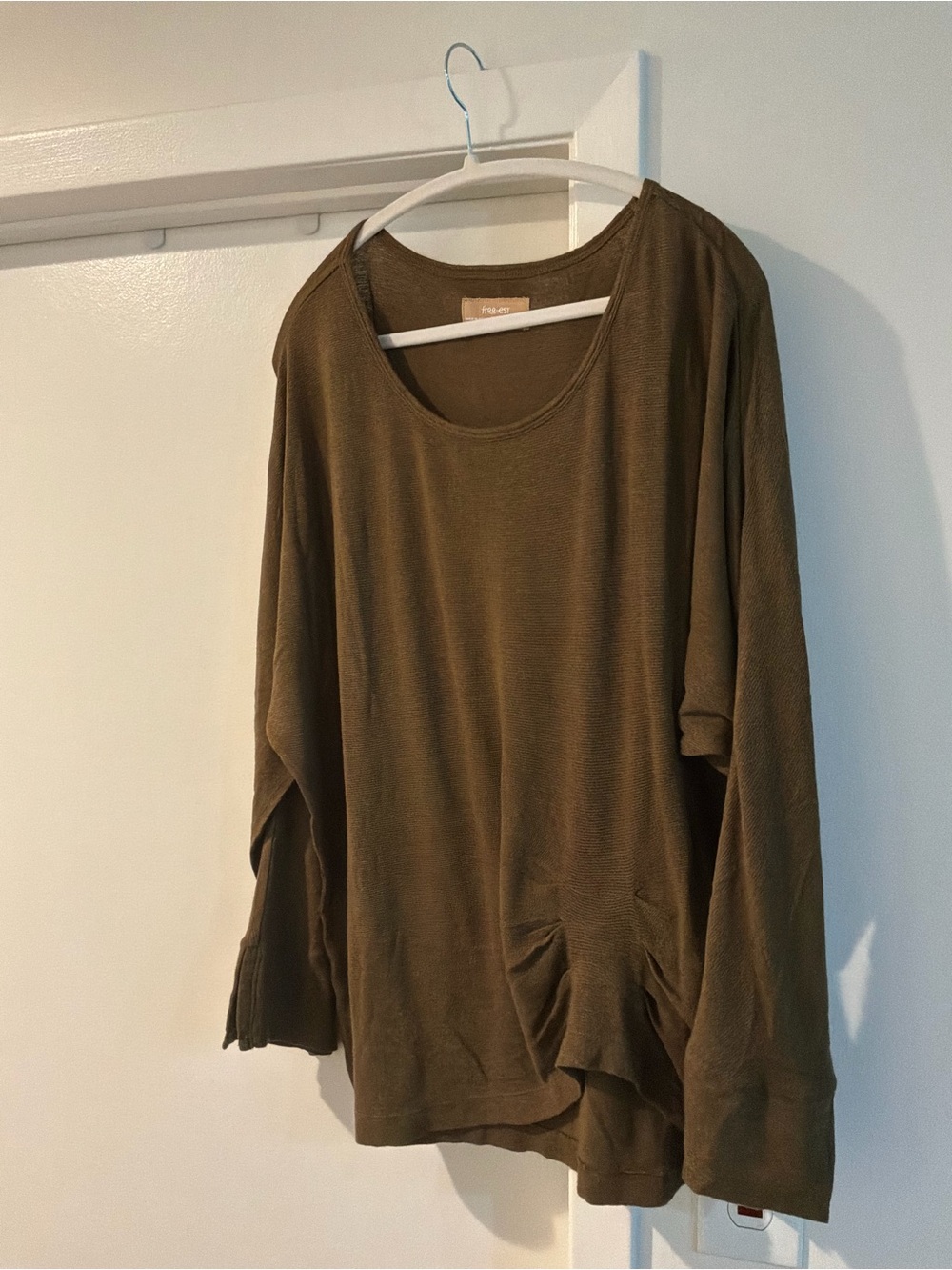 Free People Olive Green Relaxed Long Sleeve Tunic